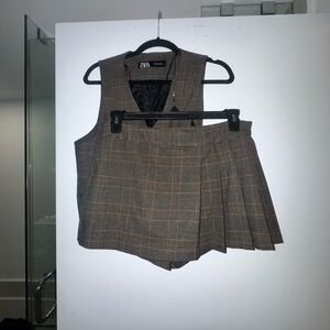 Zara Plaid Skort and Vest Set